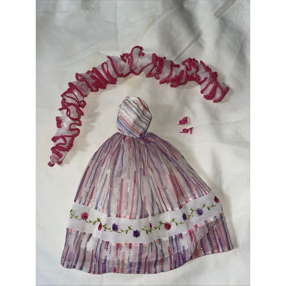VTG Barbie Doll Springtime Magic Outfit 1980's Clothing Boa Scarf Heels